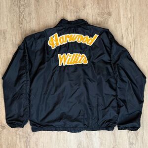 70's Russell Athletic Coach Jacket Harwood Willits Black Size M Vintage Nylon